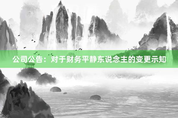 公司公告：对于财务平静东说念主的变更示知